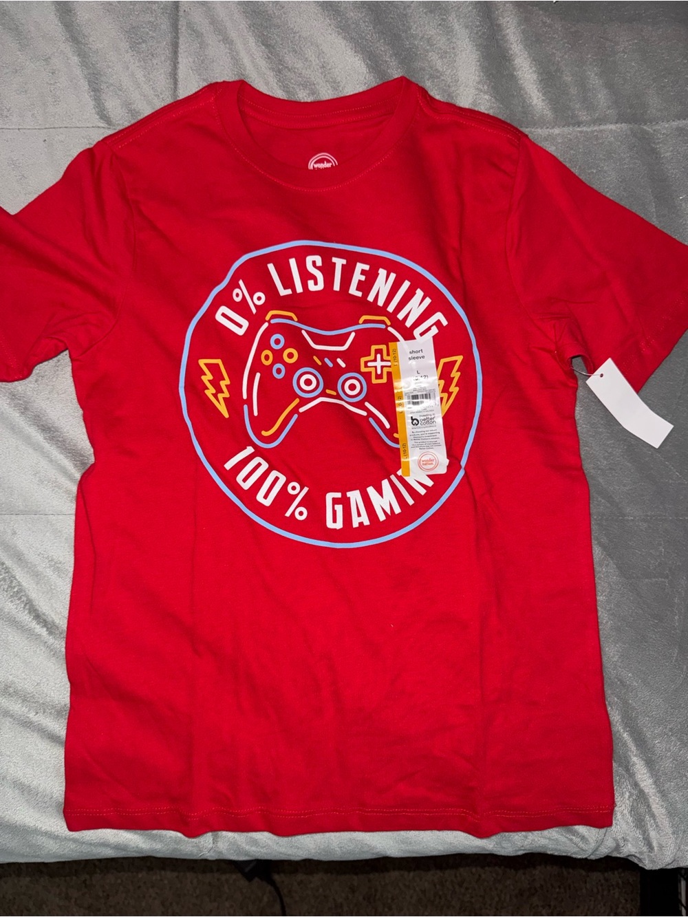wonder nation Red Graphic Gaming Tee with Controller Design